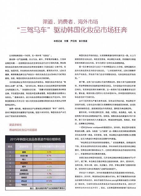 “三驾马车”驱动韩国化妆品市场狂奔1