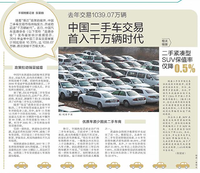 中国二手车交易首入千万辆时代