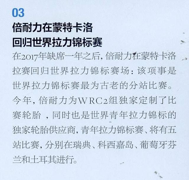 倍耐力在蒙特卡洛回归世界拉力锦标赛