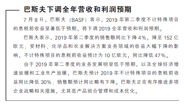 巴斯夫下调全年营收和利润预期