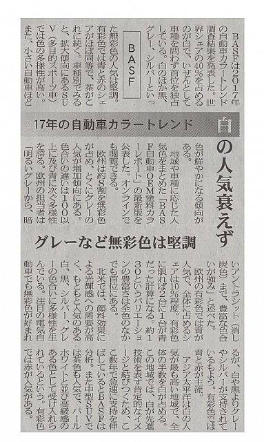 17年の自動車カラートレンド