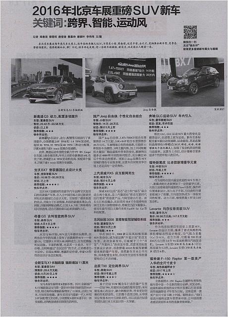 2016年北京车展重磅SUV新车关键词：跨界、智能、运动风