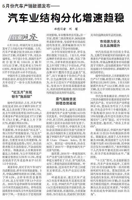 20160614 economic daily may auto sales