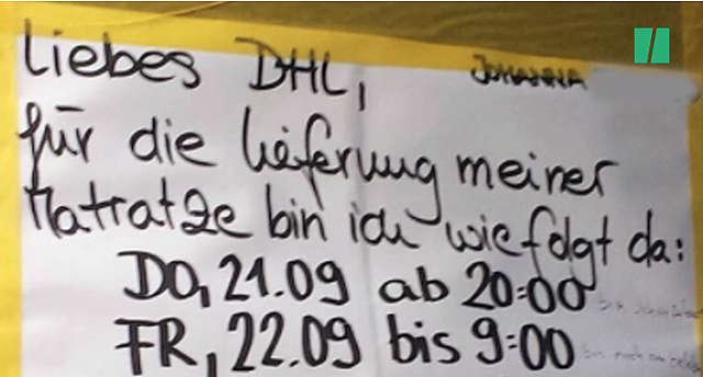 2017-10-13 16 45 28-Frau wartet auf ihre Matratze - und hinterlässt dem DHL-Boten eine unverschämte 