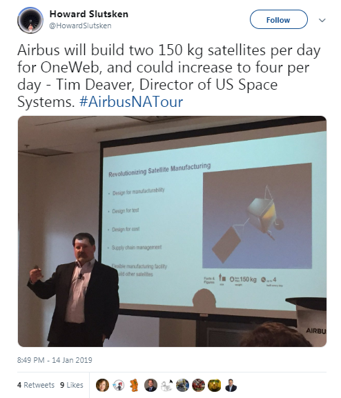 2019-01-19 19 02 36-Howard Slutsken on Twitter Airbus will build two 150 kg satellites per day for