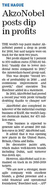 Akzonobel posts dip in profits
