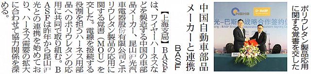 BASF 中国自動車部品メーカーと連携
