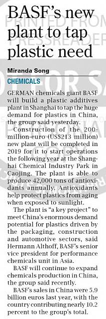 BASF’s new plant to tap plastic need