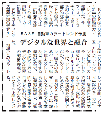 BASF自動車カラートレンド予測