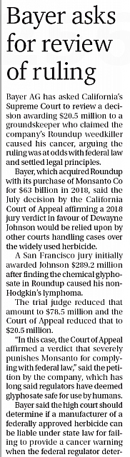 Bayer asks for review of ruling