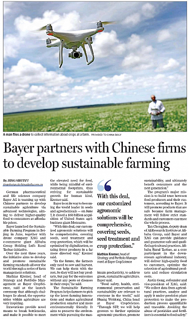 Bayer partners with Chinese firms to develop sustainable farming