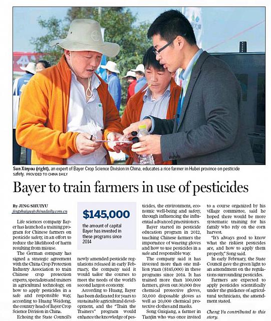 Bayer to train farmers in use of pesticides