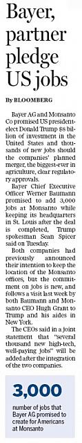 Bayer, partner pledge US jobs