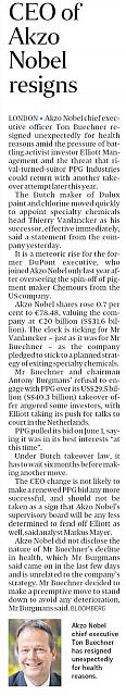 CEO of AkzoNobel resigns