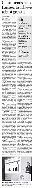 China trends help LANXESS to achieve