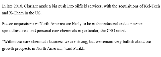Clariant to accelerate N America sales to USD 1.8 billion-2.0 billion by 2021 - regional CEO2