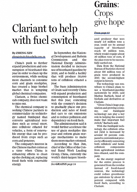 Clariant to help with fuel switch