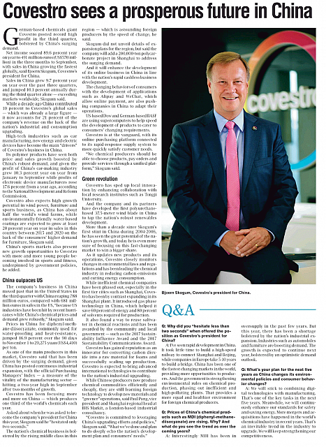 Covestro sees a prosperous future in China
