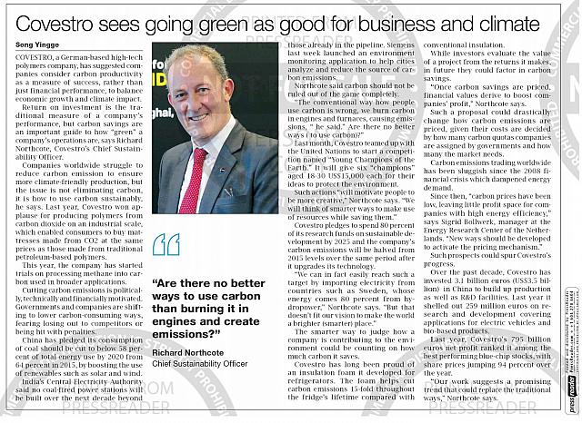 Covestro sees going green as good for business and climate