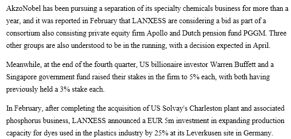 LANXESS expected to meet forecast 2017 earnings2