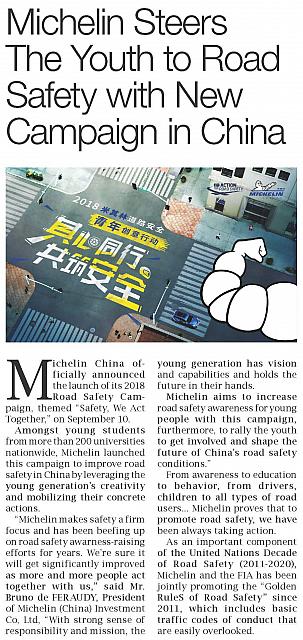 Michelin Steers The Youth to Road Safety with New Campaign in China