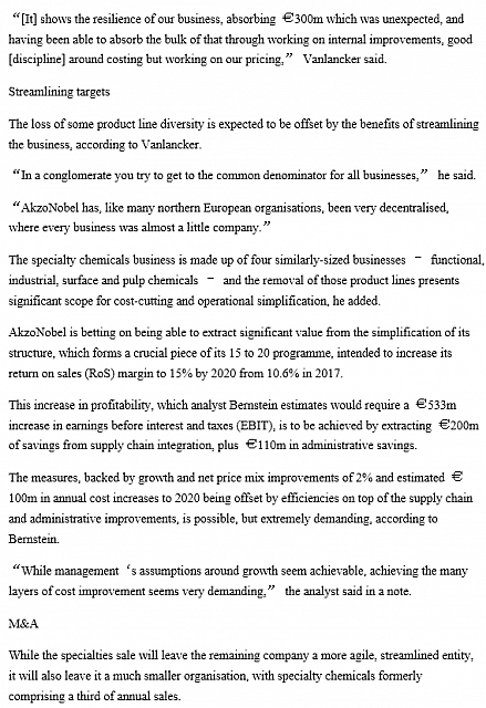 Vision, price for Akzo specialty chems business outweigh regional concerns – CEO3