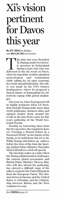 Xi’s vision pertinent for Davos this year 1