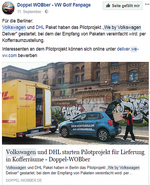 facebook Volkswagen und DHL