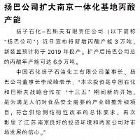 扬巴公司扩大南京一体化基地丙酸产能