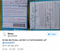 2017-10-01 09 13 42-Hermes-Fahrer kann Paket nicht abliefern – und schreibt auf den Zettel „Wo soll
