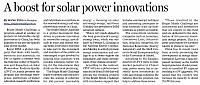 A boost for solar power innovations