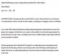 AkzoNobel Europe caustic soda production reduced by cold weather