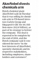 AkzoNobel divests chemicals arm