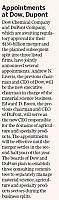 Appointments at Dow, Dupont