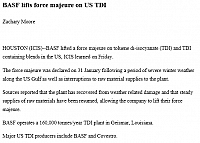BASF lifts force majeure on US TDI