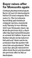 Bayer raises offer for Monsanto again