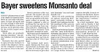 Bayer sweetens Monsanto deal