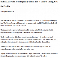 Dutch AkzoNobel to sell specialty chems unit to