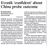 Evonik 'confident' about China probe outcome