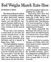 Fed Weighs March Rate Rise