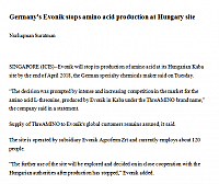 Germany’s Evonik stops amino acid production at Hungary site