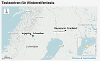 Testzentren für Winterreifentests